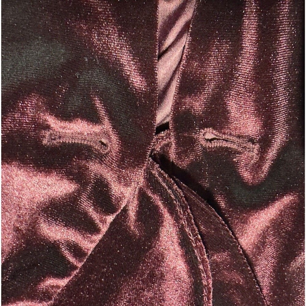 Laundry By Shelli Segal Velvet Velour Pant Suit Set M Burgundy MISSING BUTTON - Picture 15 of 15